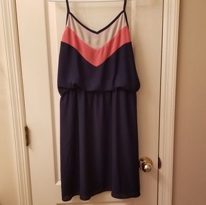 Pixley Navy and Pink Midi Dress